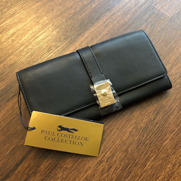Paul Costelloe Leather Fold Over Wallet In Black - Picture 2 of 4